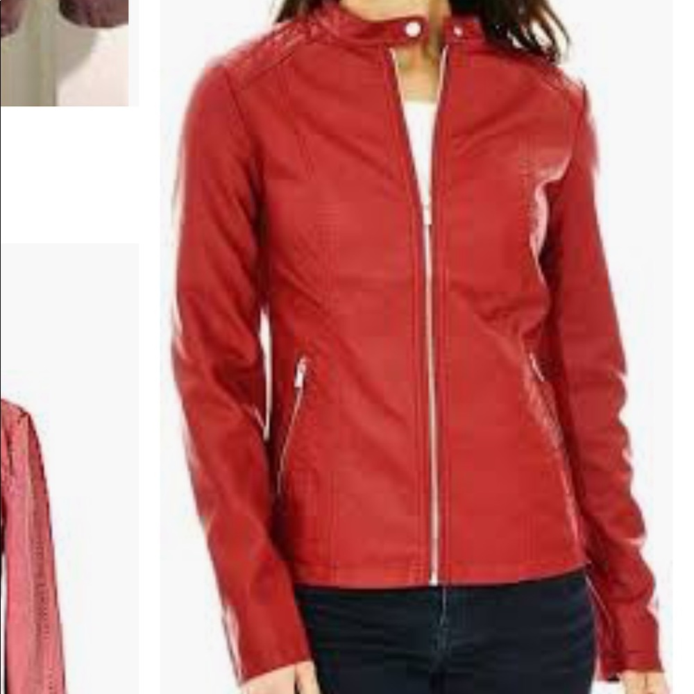 Red Faux Leather Jacket